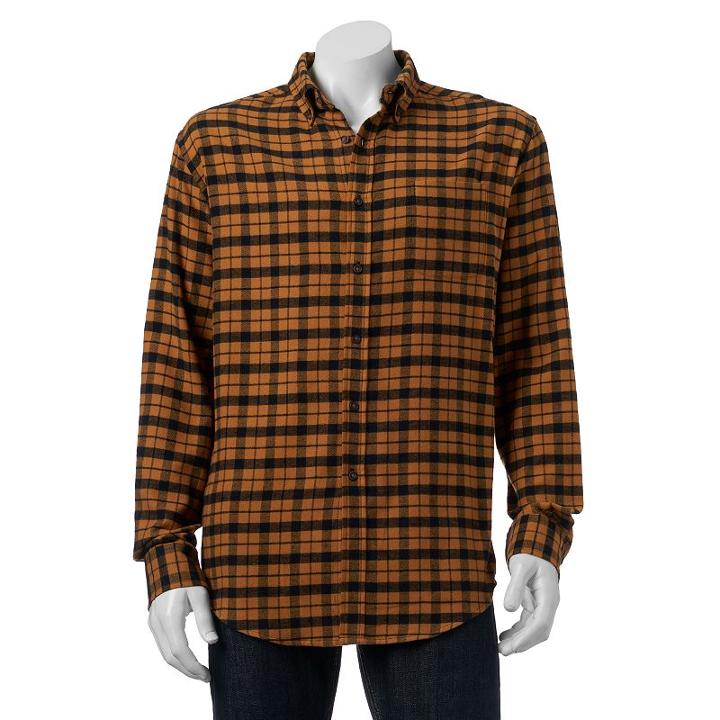Big & Tall Croft & Barrow&reg; Classic-fit Plaid Flannel Button-down Shirt, Men's, Size: 2xb, Gold