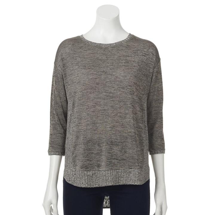 Women's Dana Buchman Marled Ribbed Sweater, Size: Medium, Grey