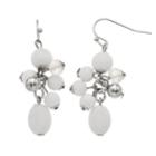 White Bead Cluster Drop Earrings, Women's