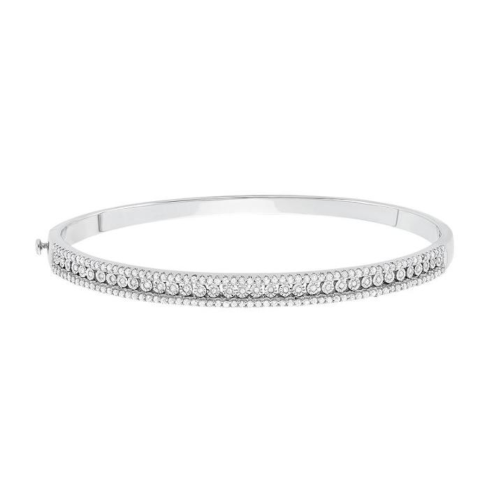 1 Carat T.w. Diamond Sterling Silver Bangle Bracelet, Women's, White