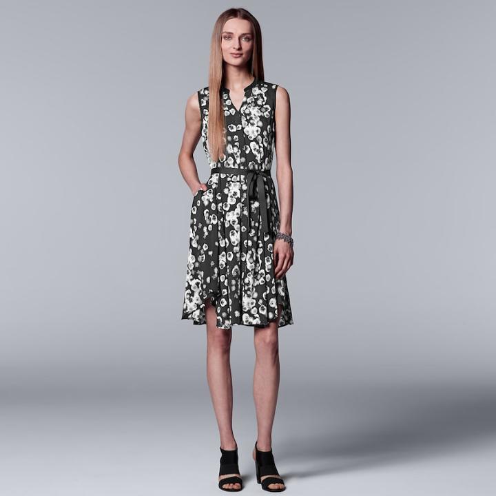 Women's Simply Vera Vera Wang Print Shirt Dress, Size: Large, Oxford