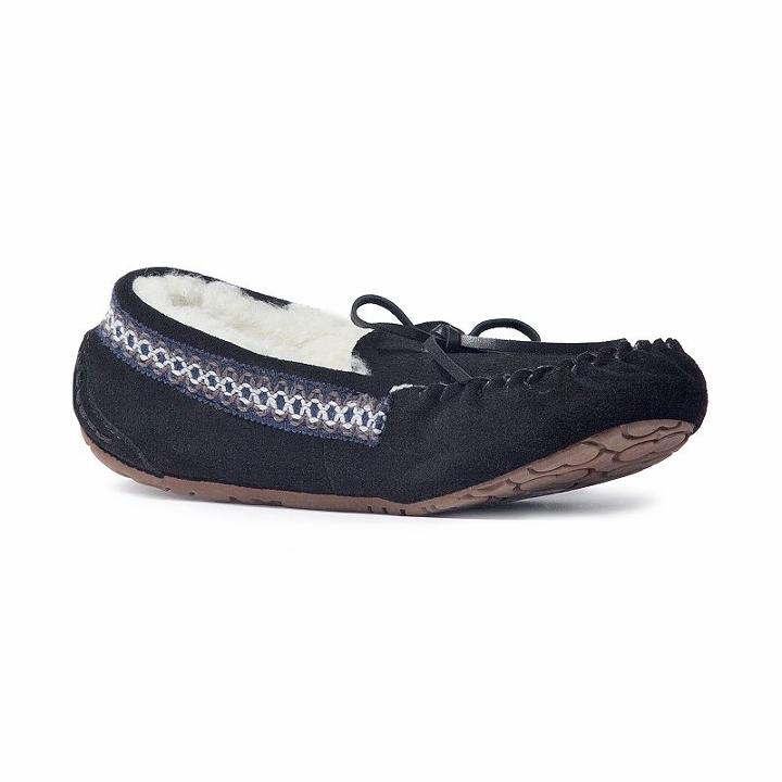 Muk Luks Jane Women's Suede Moccasin Slippers, Size: 9, Black