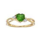 10k Gold Simulated Emerald & Diamond Accent Swirl Heart Ring, Women's, Size: 7, Green