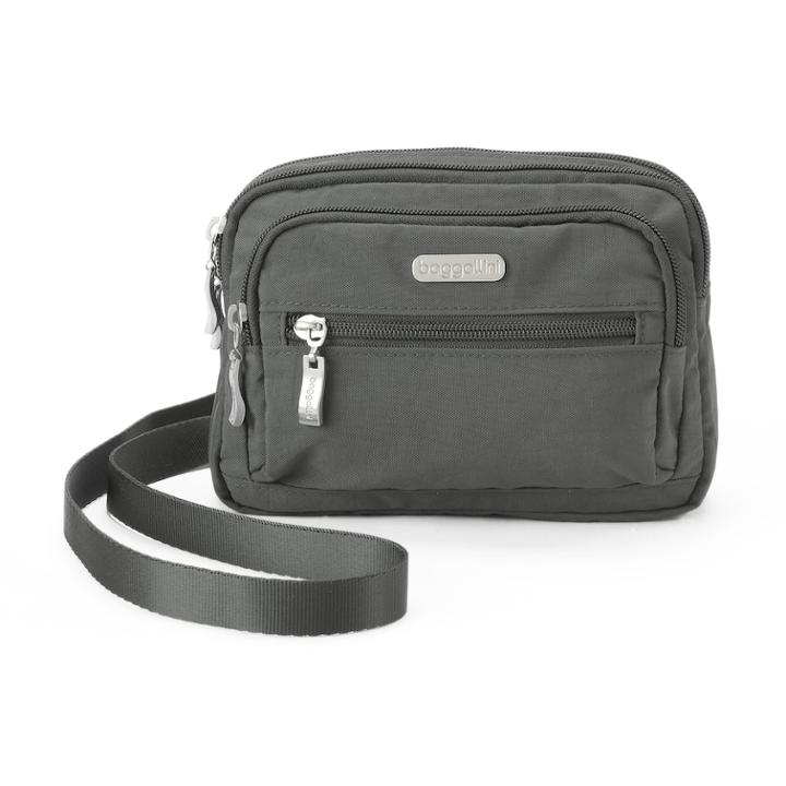 Baggallini Triple Zipper Convertible Crossbody Bag, Women's, Dark Grey