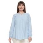 Plus Size Design 365 Lace Peasant Top, Women's, Size: 1xl, Light Blue