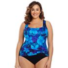 Plus Size Great Lengths Gilded Lily Tummy Slimmer One-piece Swimsuit, Women's, Size: 22, Blue