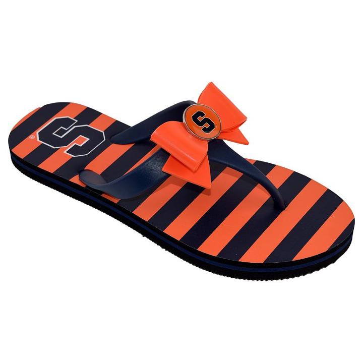 Women's College Edition Syracuse Orange Bow Flip-flops, Size: Xl, Blue (navy)