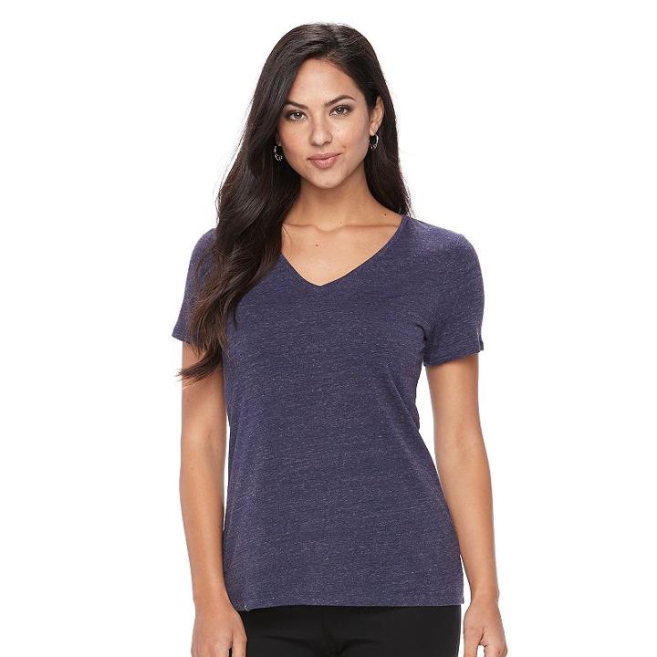 Women's Apt. 9&reg; Essential V-neck Tee, Size: Large, Drk Purple