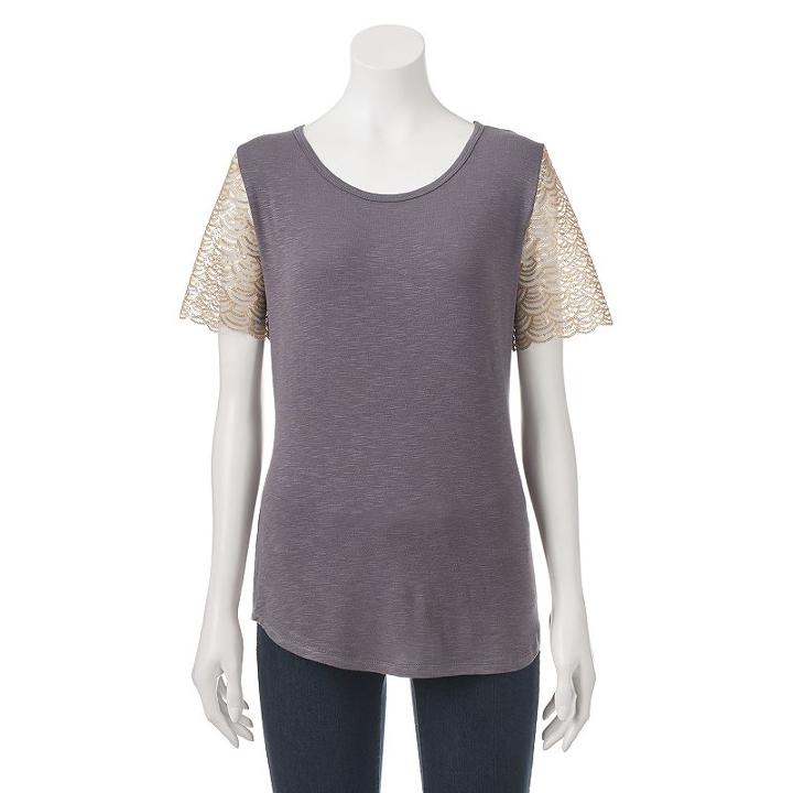 Juniors' About A Girl Sequin Tee, Size: Xs, Med Grey