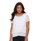 Petite Dana Buchman Woven Double-layer Tee, Women's, Size: S Petite, White