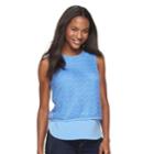 Petite Apt. 9&reg; Crochet Overlay Tank, Women's, Size: L Petite, Med Blue