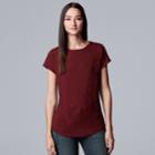 Women's Simply Vera Vera Wang Essential Lace Tee, Size: Small, Dark Red