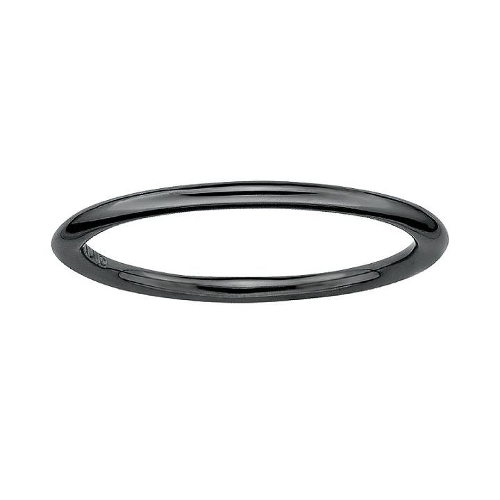 Stacks And Stones Ruthenium-plated Sterling Silver Stack Ring, Women's, Size: 6, Black