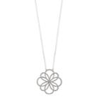 Chaps Long Pave Flower Necklace, Women's, Silver