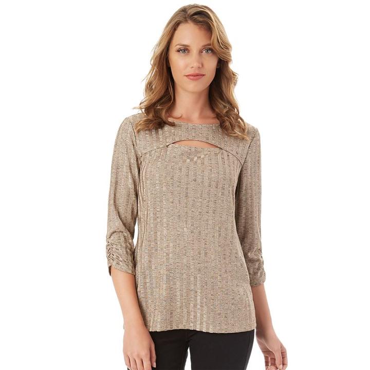 Women's Apt. 9&reg; Cutout Ribbed Top, Size: Medium, Beige Oth