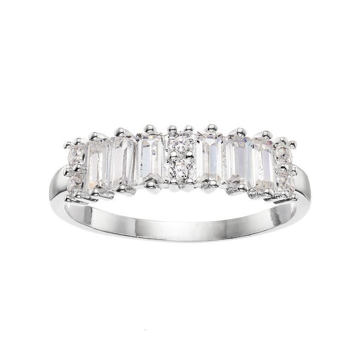 Lc Lauren Conrad Cubic Zirconia Baguette Ring, Women's, Size: 7, Silver