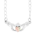 Black Hills Gold Tri-tone Claddagh Necklace In Sterling Silver, Women's, Size: 18, Grey
