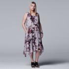 Plus Size Simply Vera Vera Wang Printed Handkerchief Tank Dress, Women's, Size: 2xl, White
