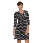 Women's Croft & Barrow&reg; Printed Pullover Dress, Size: Large, Black
