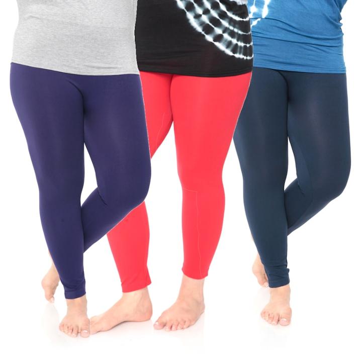 Plus Size White Mark 3-pack Solid Leggings, Women's, Purple