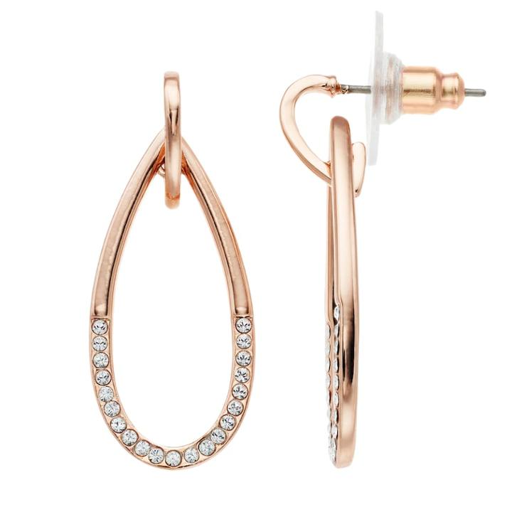 Brilliance Swarovski Crystal Teardrop Hoop Earrings, Women's, White