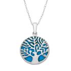 Sterling Silver Simulated Turquoise Reversible Tree Of Life Pendant Necklace, Women's, Size: 18, Blue