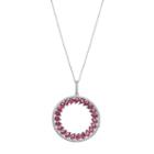 Sterling Silver Simulated Pink Sapphire & Cubic Zirconia Circle Pendant, Women's, Size: 18