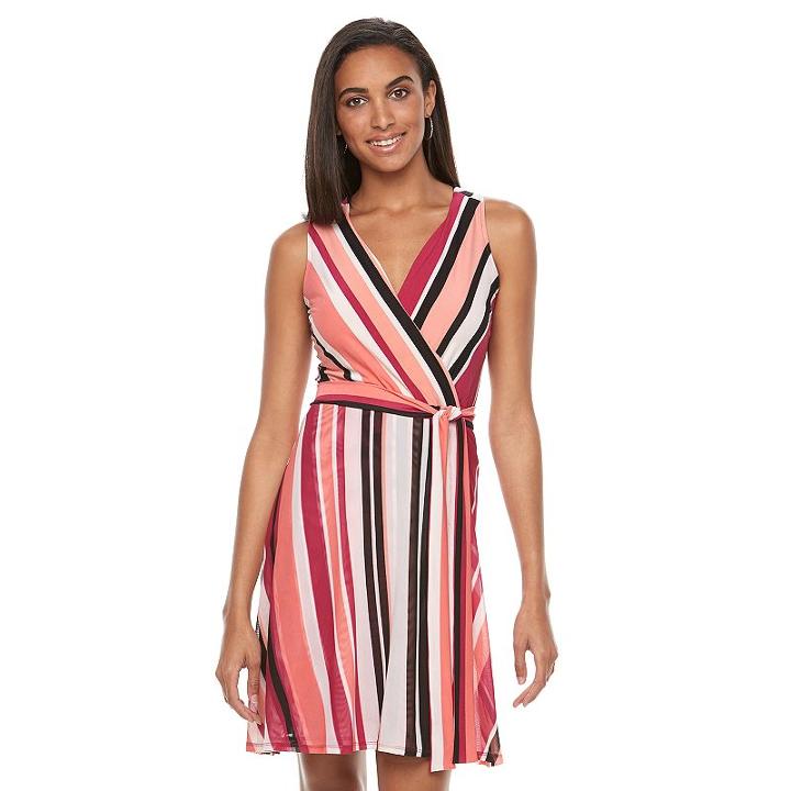 Women's Apt. 9&reg; Print Faux-wrap Dress, Size: Medium, Med Red