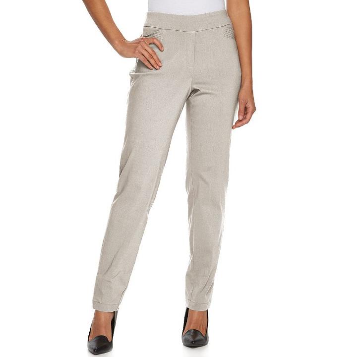Women's Briggs Faux Fly Front Pull On Pants, Size: 14, Lt Brown