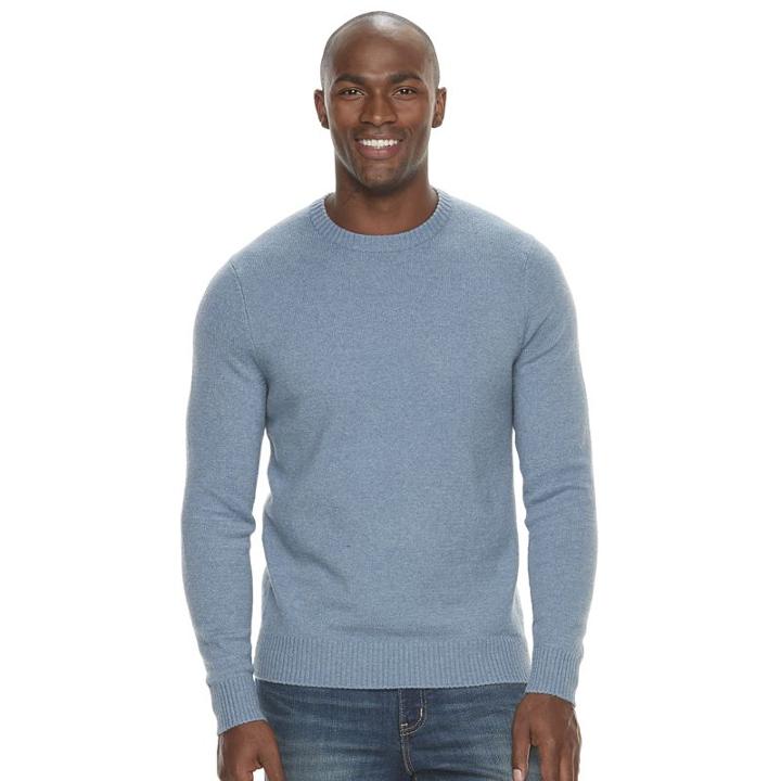 Men's Croft & Barrow&reg; Classic-fit Stretch Crewneck Sweater, Size: Large, Med Blue