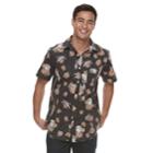 Men's Star Wars Floral Button-down Shirt, Size: Large, Black