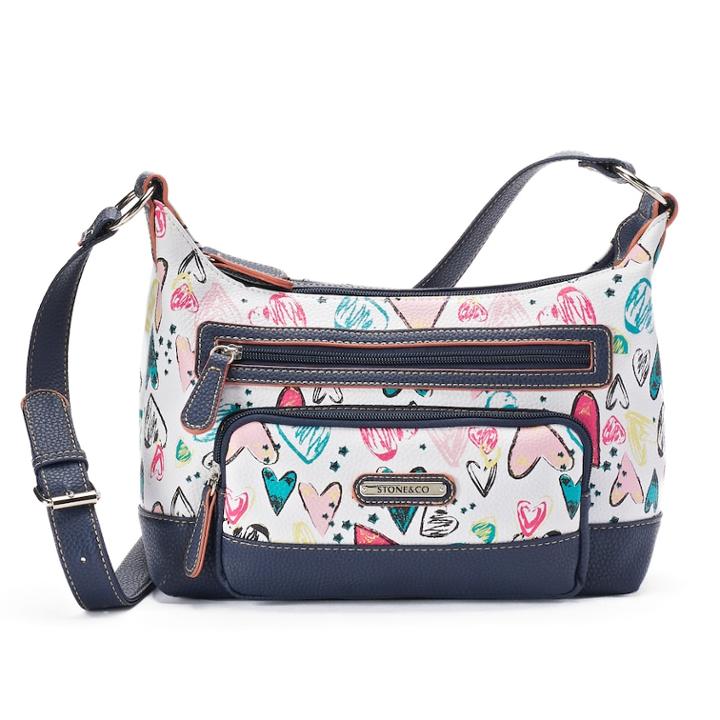 Stone & Co. Heart Print Leather Hobo, Women's, White