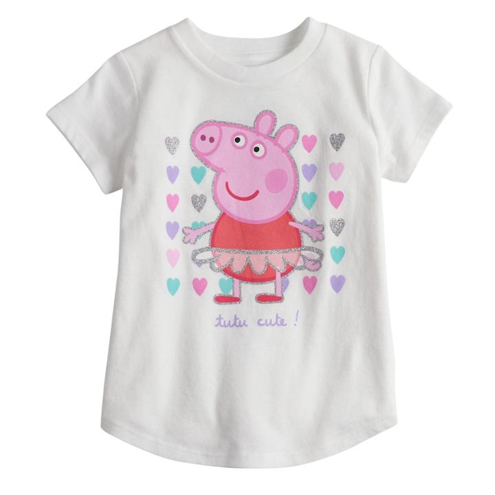 Toddler Girl Jumping Beans&reg; Peppa Pig Tutu Ballerina Glitter Graphic Tee, Size: 3t, White