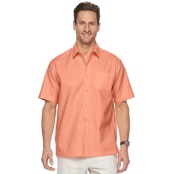 Men's Havanera Solid Button-down Shirt, Size: Small, Lt Orange
