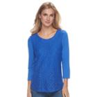 Women's Croft & Barrow&reg; Lace-front Tee, Size: Xxl, Blue (navy)
