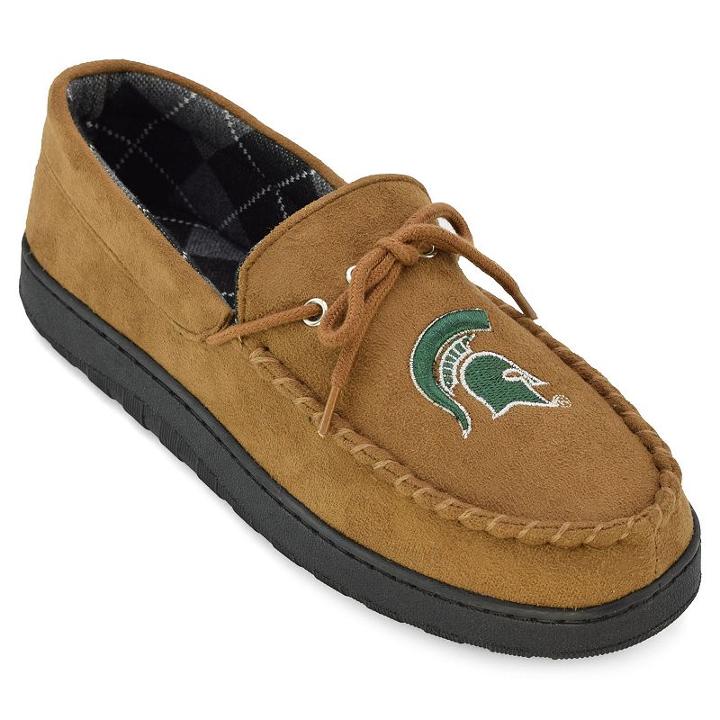 Men's Wide-width Michigan State Spartans Microsuede Moccasins, Size: 12, Brown