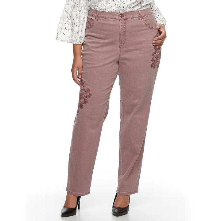Plus Size Gloria Vanderbilt Amanda Embroidery High-rise Jeans, Women's, Size: 22 W, Lt Purple