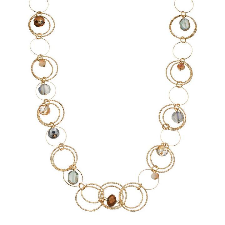 Apt. 9&reg; Beaded Circle Link Long Necklace, Women's, Lt Beige