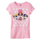 Girls 7-16 Powerpuff Girls Bubbles, Blossom & Buttercup Hearts Graphic Tee, Girl's, Size: Small, Med Pink