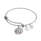 Love This Life Crystal Daughter Bird Charm Bangle Bracelet, Women's, Silver