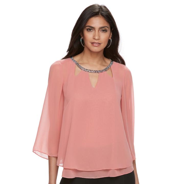 Women's Jennifer Lopez Chiffon Cutout Top, Size: Small, Pink