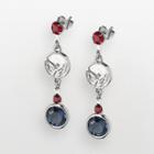 Logoart Washington Capitals Silver Tone Crystal Logo Linear Drop Earrings, Women's, Multicolor