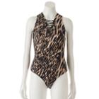 Women's Jennifer Lopez Lace-up Bodysuit, Size: Large, Brown