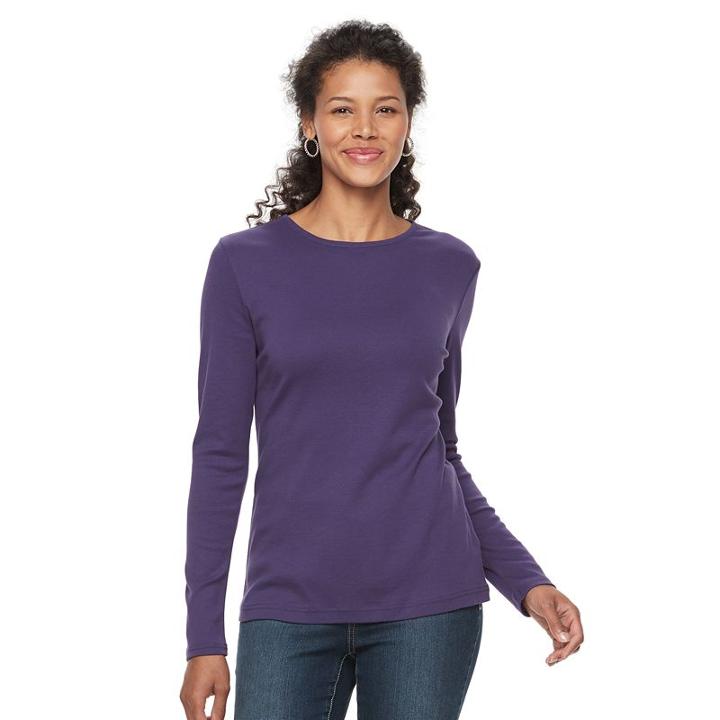 Women's Croft & Barrow&reg; Crewneck Tee, Size: Xl, Purple