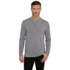 Men's Mountain And Isles Striped Colorblock Heathered Melange Stretch Henley, Size: Large, Grey