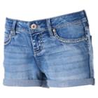 Juniors' Hydraulic Bailey Embellished Denim Shortie Shorts, Girl's, Size: 7, Blue