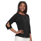Women's Croft & Barrow&reg; Cold-shoulder Boatneck Top, Size: Large, Black