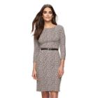Women's Sharagano Belted Jacquard Sheath Dress, Size: 4, Grey (charcoal)