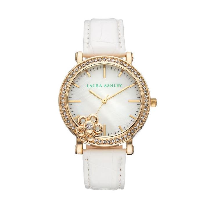 Laura Ashley Crystal Flower Watch - La31013yg, Women's, White