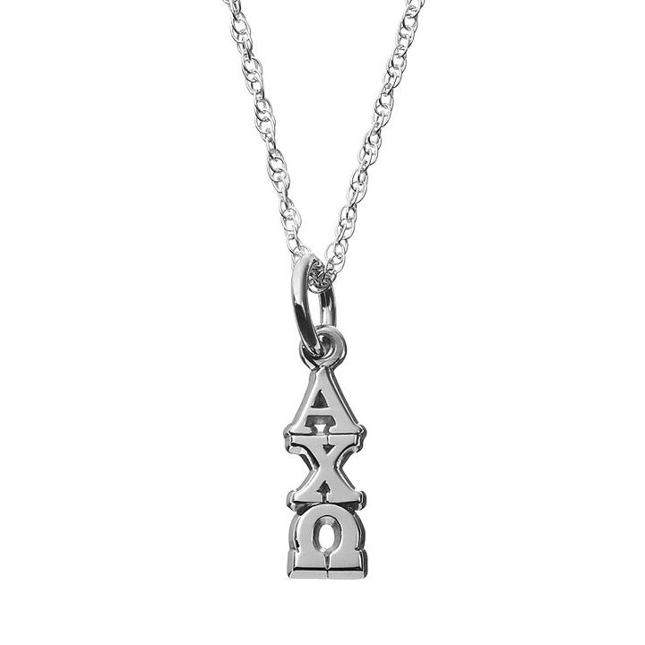 Logoart Sterling Silver Alpha Chi Omega Sorority Pendant Necklace, Women's, Size: 18, Grey